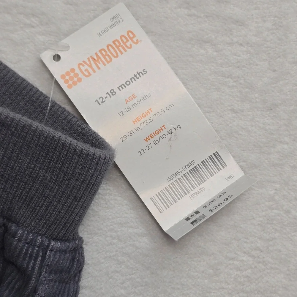 Gymboree Corduroy Pants Gray Straight‎ Elastic Waist Baby 12-18M
